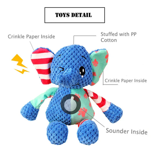 Splicing Plush Animal Dog Toy – Interactive Squeaky Chew Toy for Pets