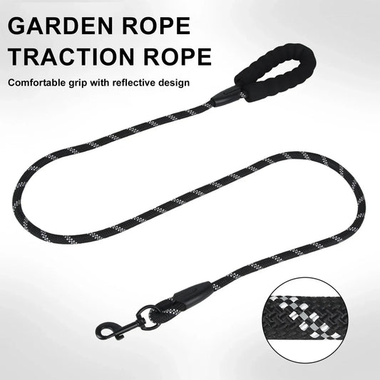 1.5m Reflective Nylon Dog Leash – Soft Handle for Comfortable Walks
