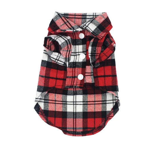 British Style Plaid Dog Shirt – Cotton Vest for Small Dogs