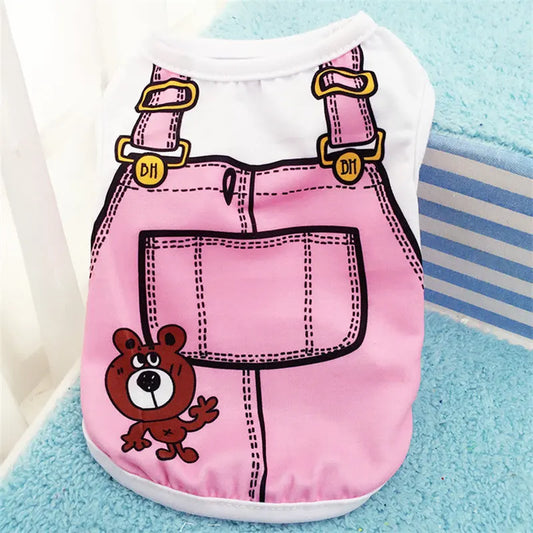 Cartoon Soft Pet Vest – Casual Summer T-Shirt for Small Dogs